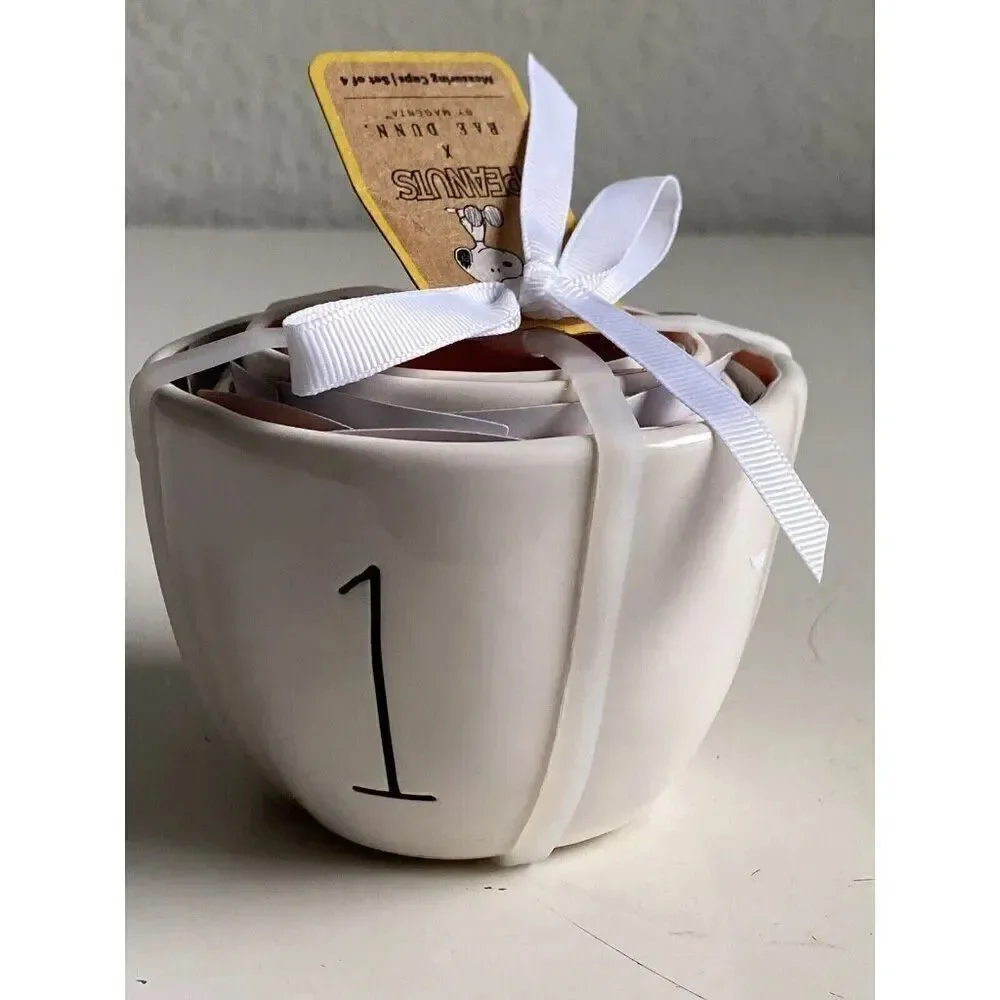 Set Of 4 Rae Dunn Autumn Fall‎ Peanuts Snoopy Charlie Brown Measuring Cups NEW